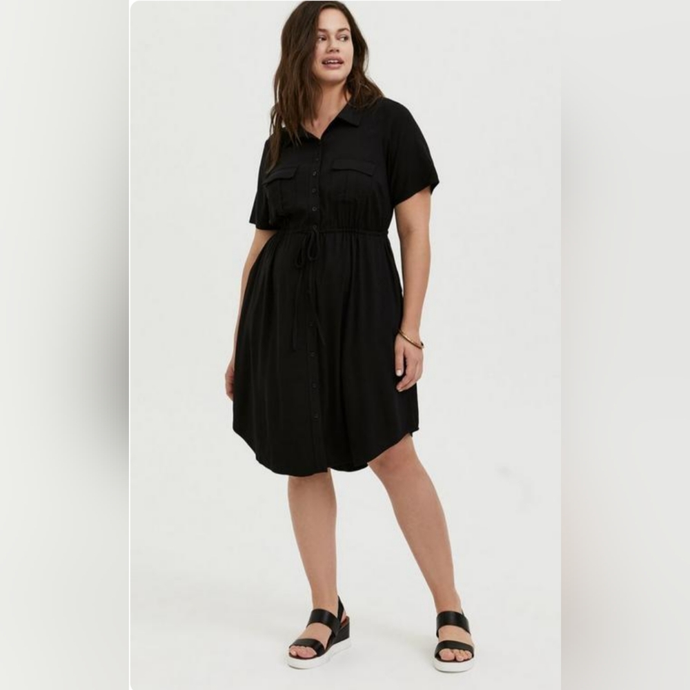 Torrid Mini Twill Drawstring Shirt Dress